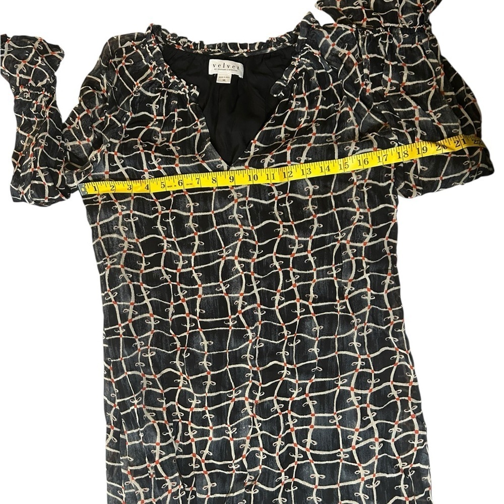 VELVET By Graham & Spencer Zurich Print Dress Long Sleeve Shift Black Size XS - Picture 9 of 13